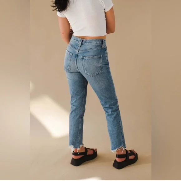 Agolde Riley High Rise Straight Crop Blue Jeans - Picture 2 of 11
